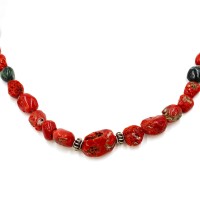 Collier en corail baroque et rubis zoisite COCORF0082A