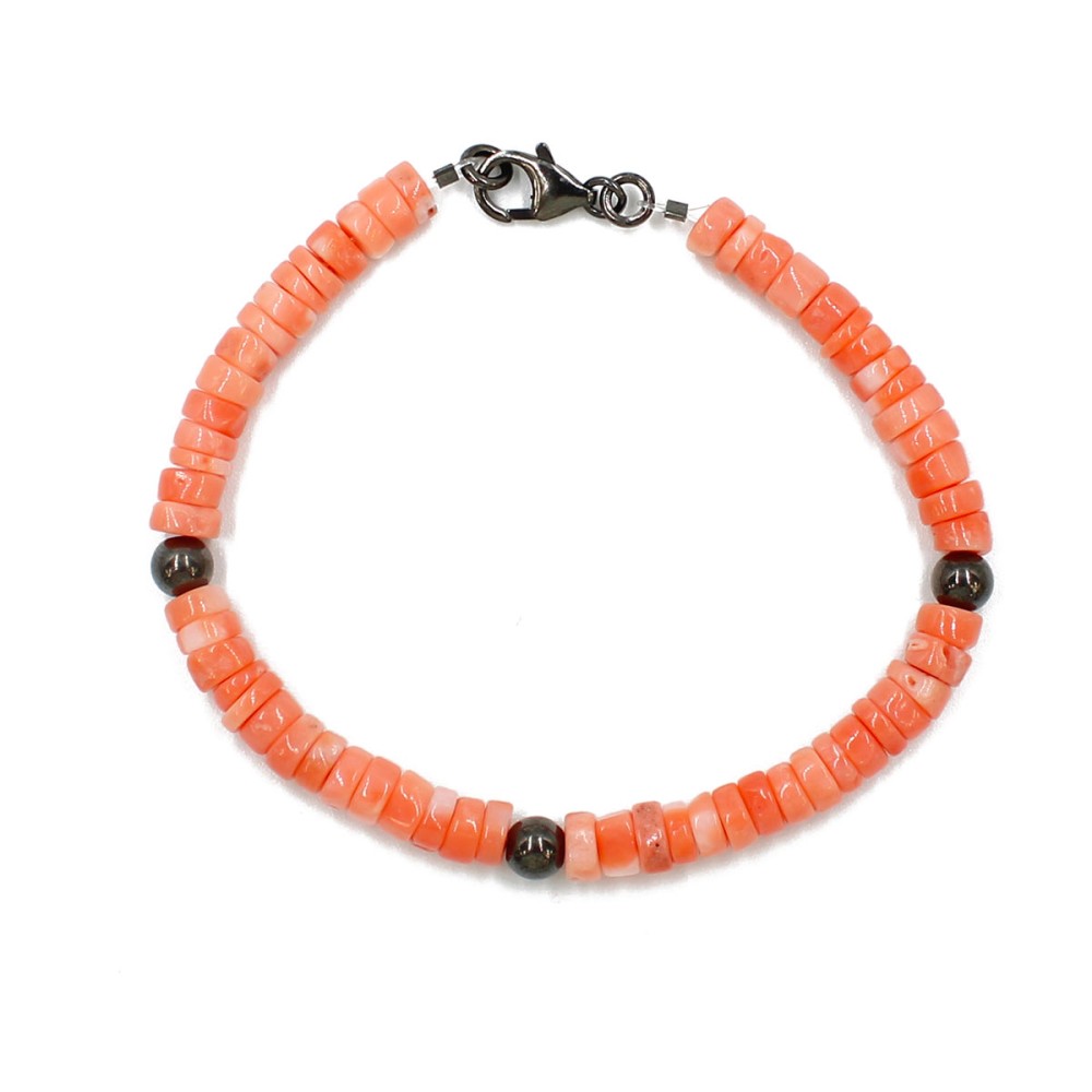 Bracelet en rondelle de corail rose BRCORH0024AR