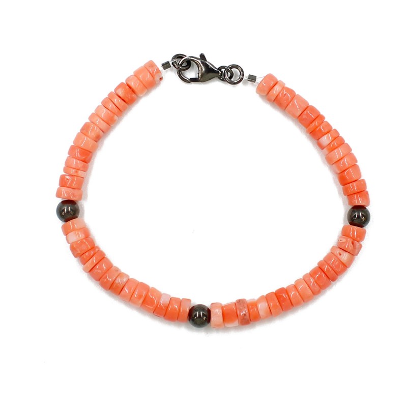 Bracelet en rondelle de corail rose BRCORH0024AR