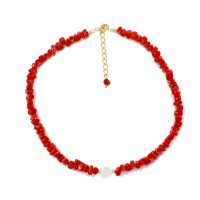 Chaine de cheville corail et nacre blanche BRCORF0083V