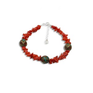 Bracelet en corail rouge pour femme BRCORF009A