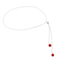 Chaine de cheville en argent et perles de corail BRCORF0081A