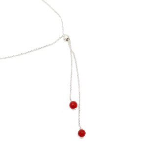 Chaine de cheville en argent et perles de corail BRCORF0081A