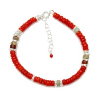 Bracelet en rondelle de corail et pierre fine BRCORENF0016A