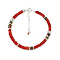 Bracelet en rondelle de corail et pierre fine BRCORENF0018A