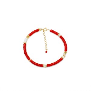 Bracelet en rondelle de corail et nacre blanche BRCORENF0017V