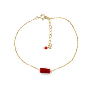 Bracelet en chaine et son tube de corail rouge BRCORF0079V