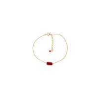 Bracelet en chaine et son tube de corail rouge BRCORF0079V