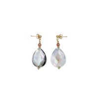 Boucles d'oreilles goutte en nacre et pierre fine BONACF0030V