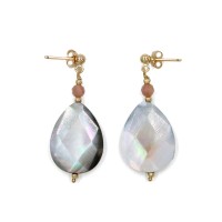 Boucles d'oreilles goutte en nacre et pierre fine BONACF0030V