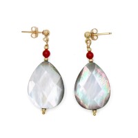 Boucles d'oreilles goutte en nacre et corail BONACF0031V