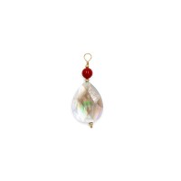 Pendentif en nacre grise et perle de corail rouge PDNACF003V