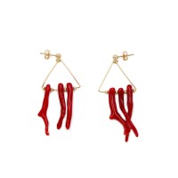 Boucles d'oreilles triangle et branche de corail BOCORF0034V