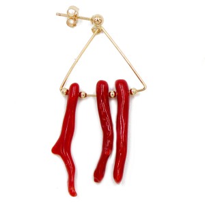 Boucles d'oreilles triangle et branche de corail BOCORF0034V