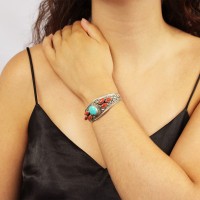 Bracelet en corail et turquoise BRCORF0077A