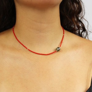 Collier en corail et perle de culture COCORF0081A