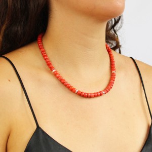 Collier en rondelle de corail rouge de Corse COCORF0084A