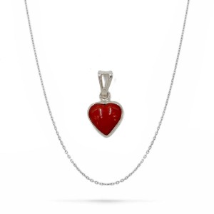 Coeur en corail rouge et argent PDCORF0016A