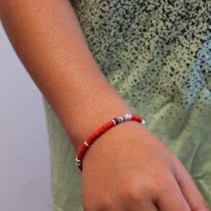 Bracelet en rondelle de corail et pierre fine BRCORENF0016A