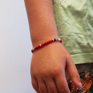 Bracelet en rondelle de corail et rhyolite BRCORENF0018A