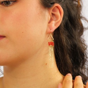 Boucles d'oreilles pendantes en perle de corail BOCORF0037V