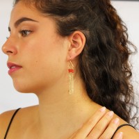 Boucles d'oreilles pendantes en perle de corail BOCORF0037V