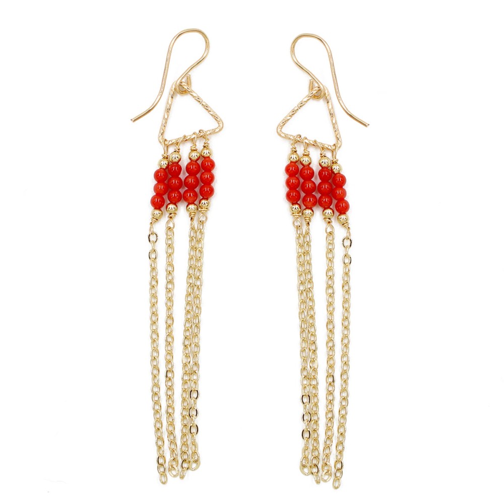 Boucles d'oreilles pendantes en perle de corail BOCORF0037V