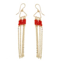 Boucles d'oreilles pendantes en perle de corail BOCORF0037V