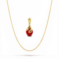 Pendentif en or et sa perle de corail rouge PDCORM004O1