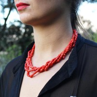 Collier en corail rouge  COCORF005A