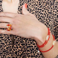 Bracelet en perles de corail et cornaline BRCORF0014A