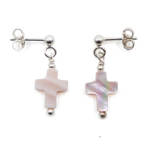 Boucles d'oreilles en nacre rose BONACENF004A