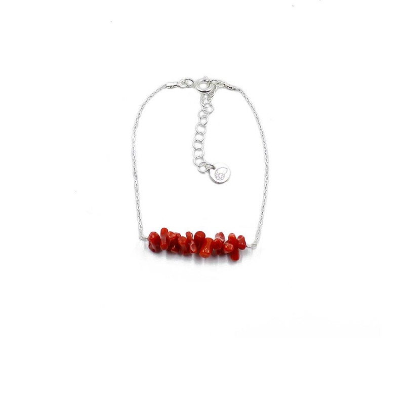 Bracelet en argent et corail rouge pour femme BRCORF0013A