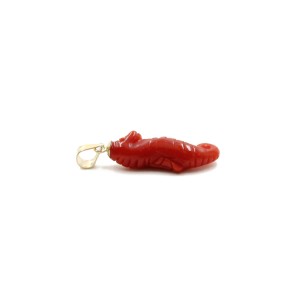 Pendentif hippocampe en corail et or PDCORENF0015O