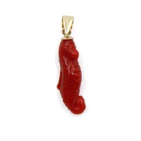 Pendentif hippocampe en corail et or PDCORENF0015O