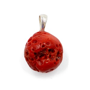 Pendentif caillou en corail rouge PDCORH007A