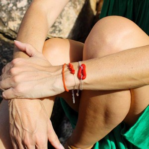 Bracelet en argent et corail rouge BRCORF0013A