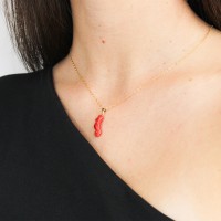 Pendentif hippocampe en corail et or PDCORENF0015O