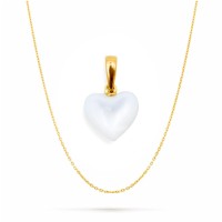 Coeur en nacre blanc et or PDNACF004O