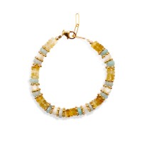 Bracelet en citrine, nacre blanche et aigue-marine BRNACF0053V