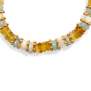 Bracelet en citrine, nacre blanche et aigue-marine BRNACF0053V