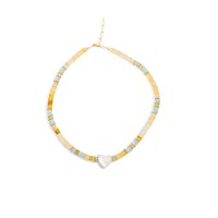 Collier en citrine, nacre blanche et aigue-marine BRNACF0053V