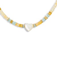 Collier en citrine, nacre blanche et aigue-marine BRNACF0053V