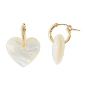 Boucles d'oreilles coeur en nacre blanche BONACF0038V