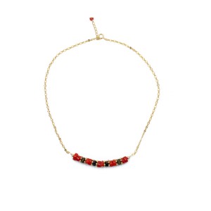 Collier en rondelle de corail et tourmaline COCORF0085V