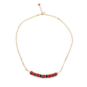 Collier en rondelle de corail et tourmaline COCORF0085V