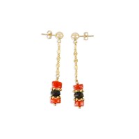 Boucles d'oreilles en rondelle de corail et tourmaline BOCORF0038V