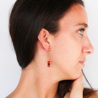 Boucles d'oreilles en rondelle de corail et tourmaline BOCORF0038V