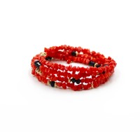 Bracelet ou collier en corail et saphir BRCORF0086V