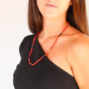 Bracelet ou collier en corail et saphir BRCORF0086V